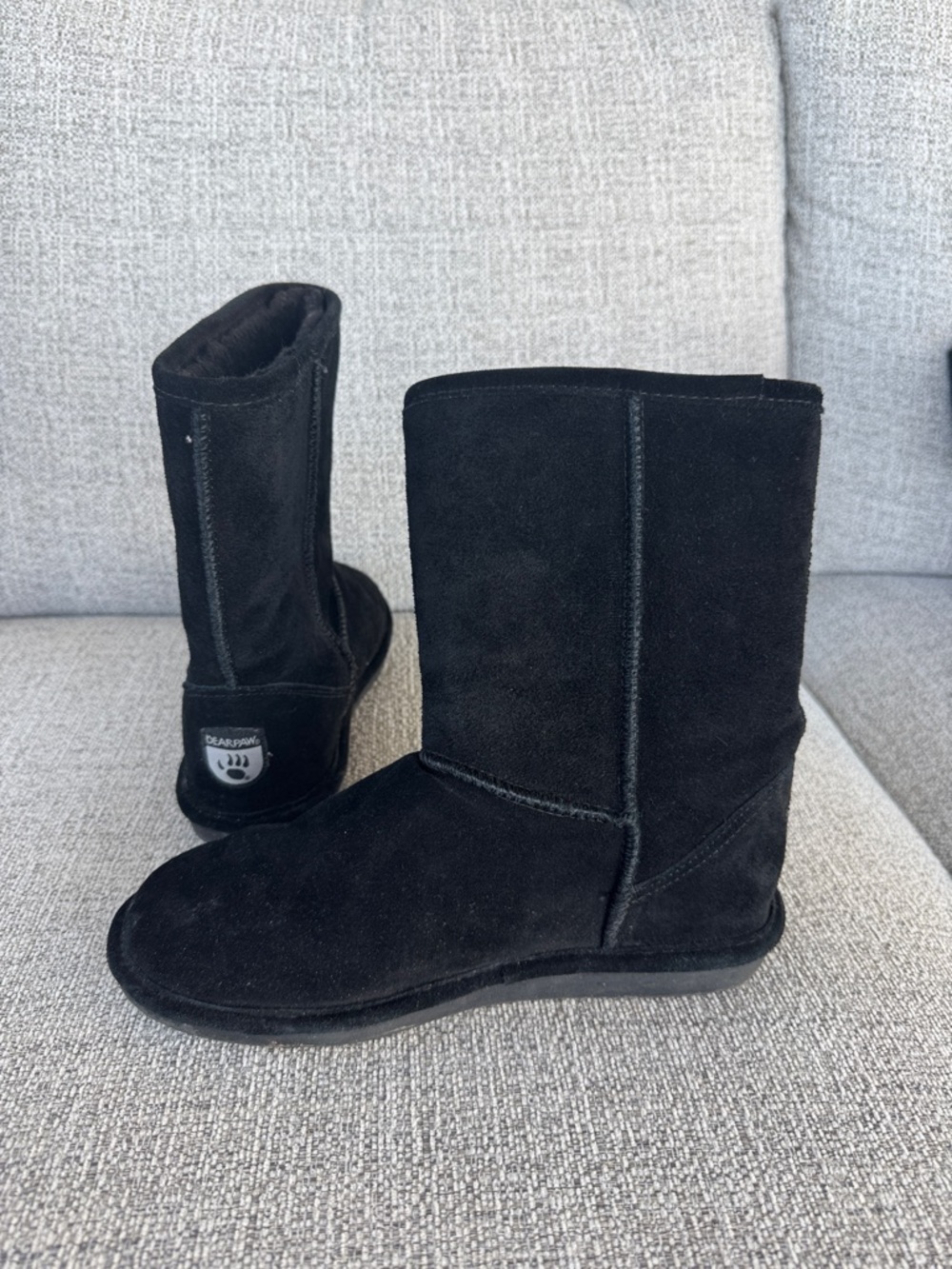Bearpaw Black Suede Cozy Mid-Calf Boots Sz 8